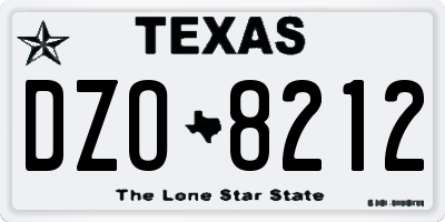 TX license plate DZO8212