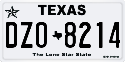 TX license plate DZO8214