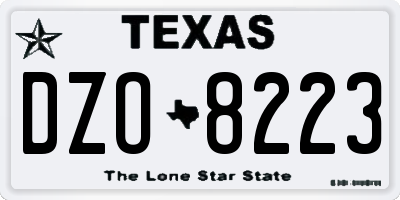 TX license plate DZO8223