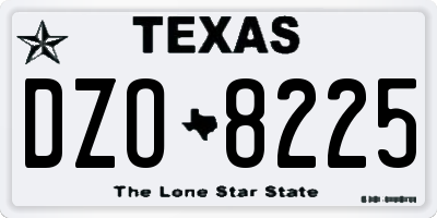 TX license plate DZO8225