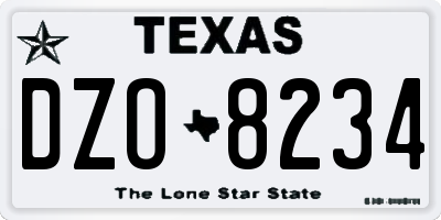 TX license plate DZO8234