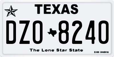 TX license plate DZO8240