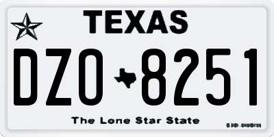 TX license plate DZO8251
