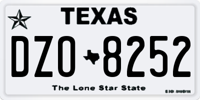 TX license plate DZO8252