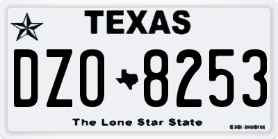 TX license plate DZO8253
