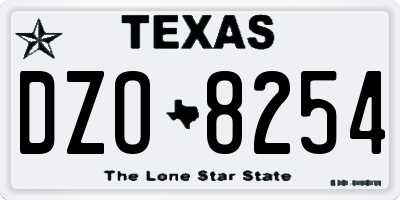 TX license plate DZO8254