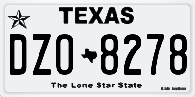TX license plate DZO8278