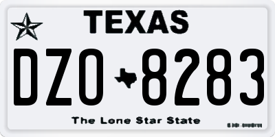 TX license plate DZO8283