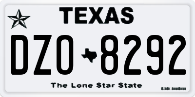 TX license plate DZO8292