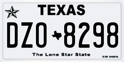 TX license plate DZO8298