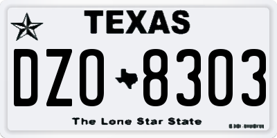 TX license plate DZO8303