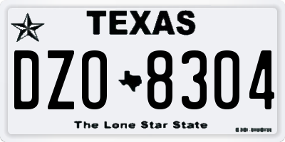 TX license plate DZO8304