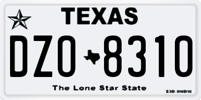TX license plate DZO8310