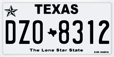 TX license plate DZO8312