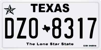 TX license plate DZO8317
