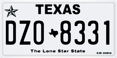 TX license plate DZO8331