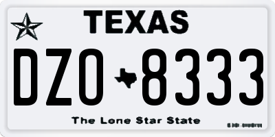 TX license plate DZO8333
