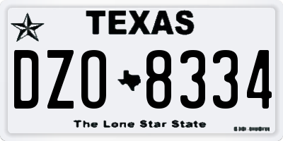 TX license plate DZO8334