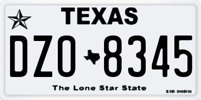 TX license plate DZO8345