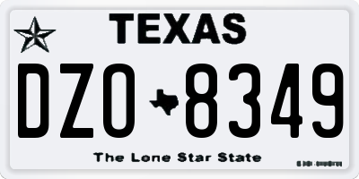 TX license plate DZO8349