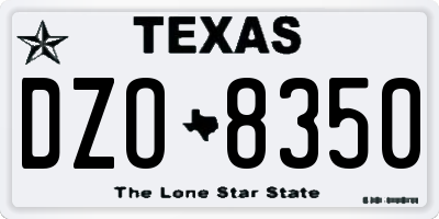 TX license plate DZO8350