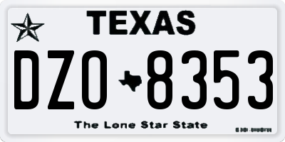 TX license plate DZO8353