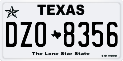 TX license plate DZO8356