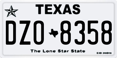 TX license plate DZO8358