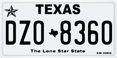 TX license plate DZO8360