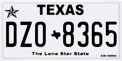 TX license plate DZO8365