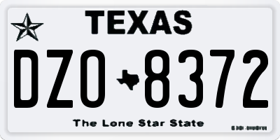 TX license plate DZO8372
