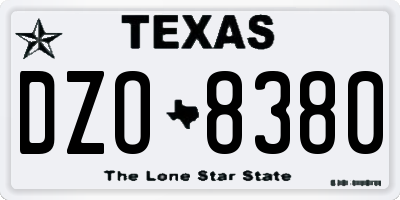 TX license plate DZO8380