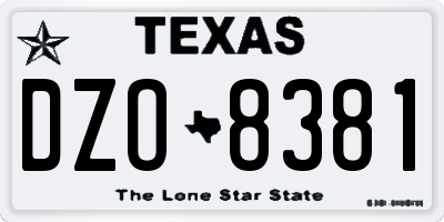 TX license plate DZO8381