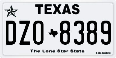 TX license plate DZO8389