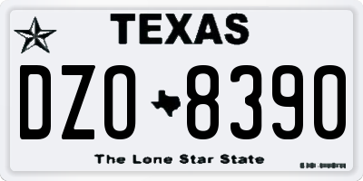 TX license plate DZO8390