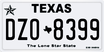 TX license plate DZO8399