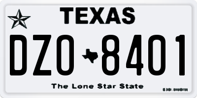 TX license plate DZO8401