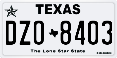 TX license plate DZO8403