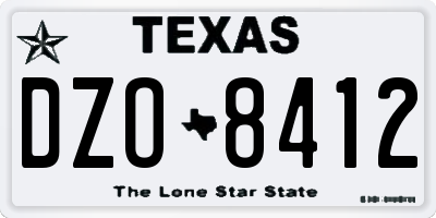 TX license plate DZO8412