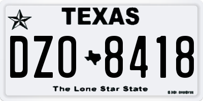 TX license plate DZO8418