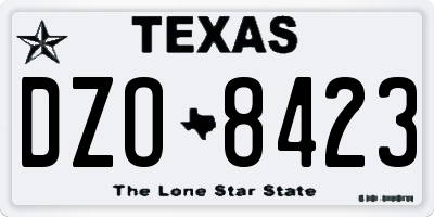 TX license plate DZO8423