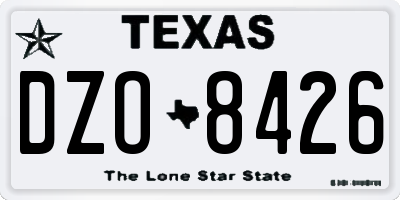 TX license plate DZO8426