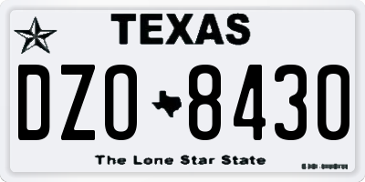 TX license plate DZO8430