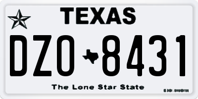 TX license plate DZO8431