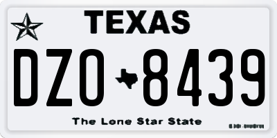 TX license plate DZO8439
