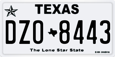 TX license plate DZO8443