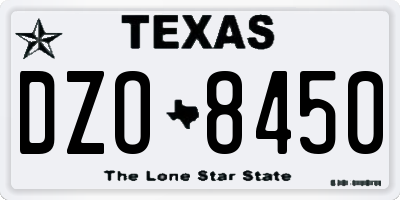 TX license plate DZO8450