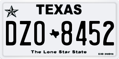 TX license plate DZO8452
