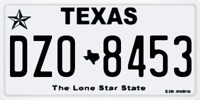 TX license plate DZO8453