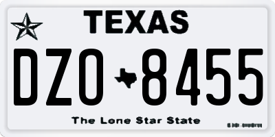 TX license plate DZO8455